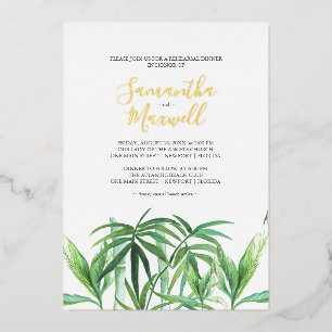 En Aluminium Invitation de mariage à feuilles tropicales aquare