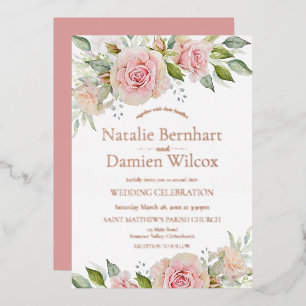 En Aluminium Invitation de Mariage à huile rose et Rose or