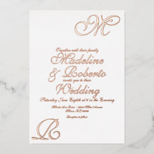 En Aluminium Invitation de mariage à l'encre dorée avec monogra