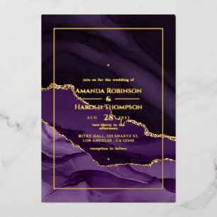 En Aluminium Invitation de Mariage à l'huile d'agate violet et 