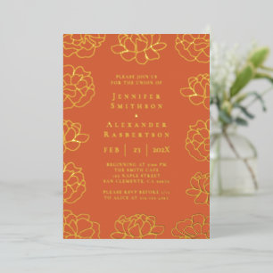 En Aluminium Invitation de mariage botanique minimaliste rouge