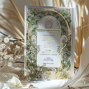En Aluminium Invitation de mariage élégante Art Nouveau avec fe