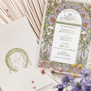 En Aluminium Invitation de mariage élégante Art Nouveau avec fe