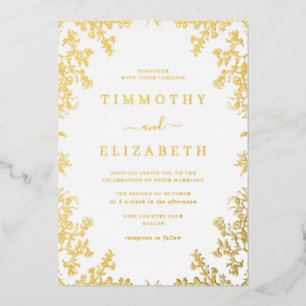 En Aluminium Invitation de mariage élégante avec motif floral e