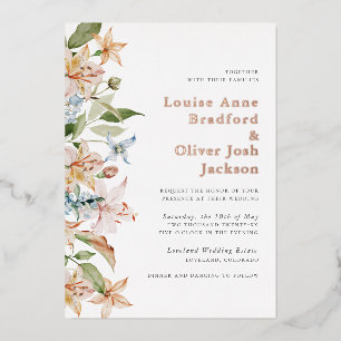 En Aluminium Invitation de mariage élégante avec motif floral e