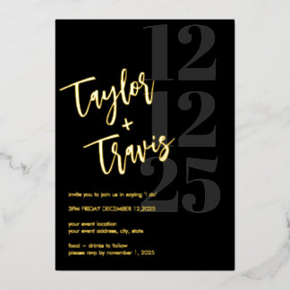 En Aluminium Invitation de mariage/fiançailles avec feuille dor