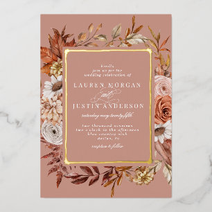 En Aluminium Invitation de mariage florale automnale rustique e
