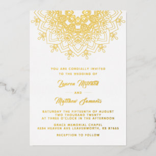 En Aluminium Invitation de mariage mandala or feuille d'alumini