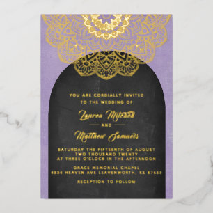 En Aluminium Invitation de mariage mandala or feuille d'alumini