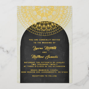 En Aluminium Invitation de mariage mandala or feuille d'alumini