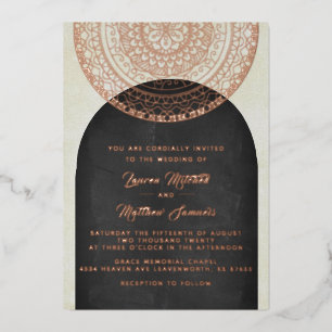 En Aluminium Invitation de mariage mandala or feuille d'or