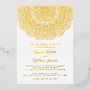 En Aluminium Invitation de mariage mandala or papier d'aluminiu