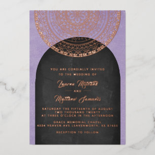 En Aluminium Invitation de mariage mandala or sous feuille d'or