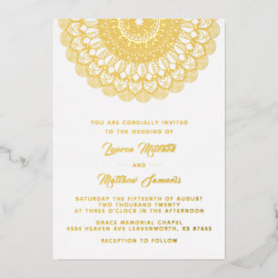 En Aluminium Invitation de mariage mandala or sous feuille d'or