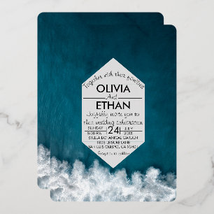 En Aluminium Invitation de Mariage nautique de la marine modern