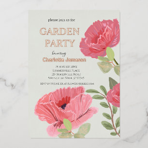 En Aluminium Invitation de mariage Pink Poppies Floral Garden P