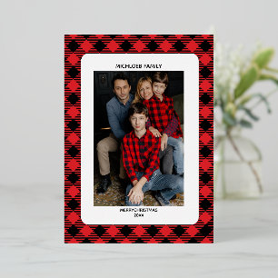 En Aluminium Invitation de Noël à carreaux rouges - Cadeau de p