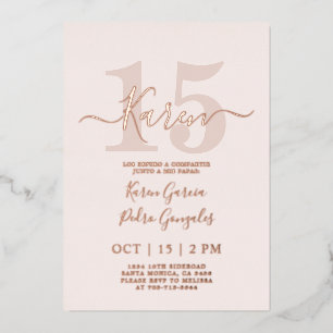 En Aluminium Invitation de Quinceañera véritable feuille d'or r