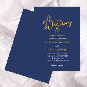 En Aluminium Invitation de script doré et bleu marine