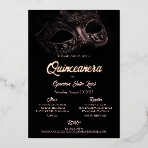 En Aluminium Invitation du parti Quinceanera à la masquerade Ba