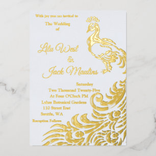En Aluminium Invitation d'un grand Mariage de paon