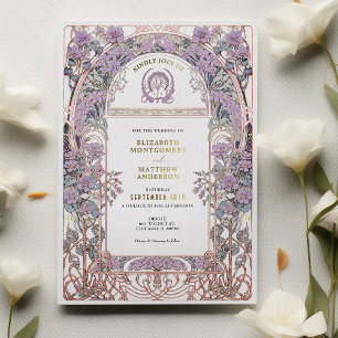 En Aluminium Invitation d'union d'amour Art Nouveau au plum et