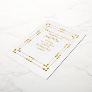 En Aluminium Invitation élégante blanche et or Art Déco avec fe
