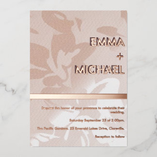En Aluminium Invitation élégante moderne avec feuille d'or rose