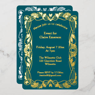 En Aluminium Invitation feuille d'or Art Nouveau   Élégant Vint