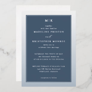 En Aluminium Invitation formelle élégante bleu marine