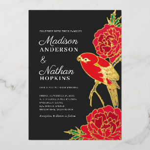 En Aluminium Invitation japonaise Ito Jakuchu Mariage Foil