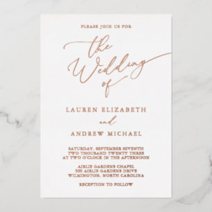 En Aluminium Invitation Mariage minimaliste rose Gold Foil