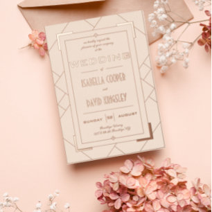 En Aluminium Invitation moderne Deco crème et or I feuille