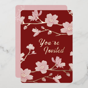 En Aluminium Invitation personnalisée Noël Nouvel An Floral Feu