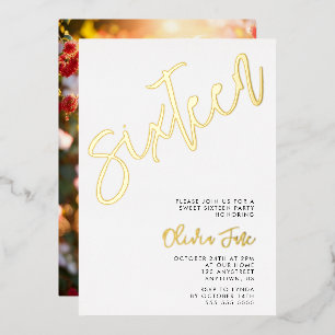 En Aluminium Invitation photo de Sweet 16 minimaliste moderne