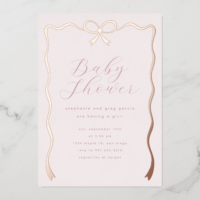 En Aluminium Invitation Pink Blush Bow Foil (Recto)