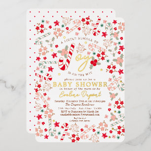 En Aluminium Invitation pour Baby Shower de Noël à thème floral