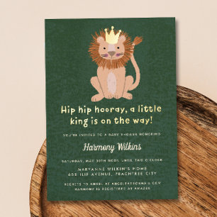 En Aluminium Invitation pour Baby Shower Garçon Roi Lion Vert