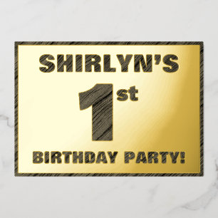 En Aluminium Invitation pour le 1er anniversaire — Texte à grai