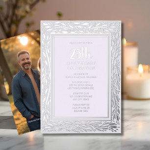 En Aluminium Invitation pour les 25 ans de mariage Fleurs argen