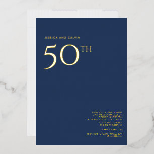 En Aluminium Invitation pour les 50 ans de mariage Bleu marine