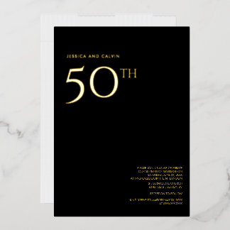 En Aluminium Invitation pour les 50 ans de mariage Noir & Or