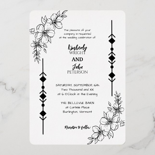 En Aluminium Invitation simple chic Mariage Foil (Recto)