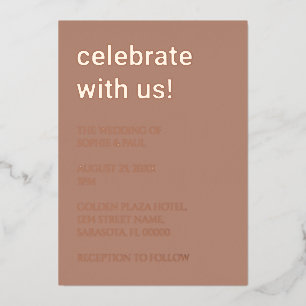 En Aluminium Invitation simple Mocha Mariage Rose Gold Foil