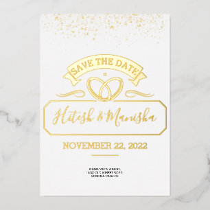 En Aluminium logo emblème romantique mariage invitation dorée f
