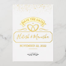 Logo emblème romantique or mariage Foil Invitation