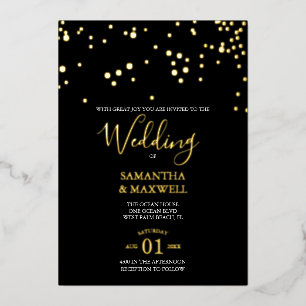 En Aluminium Mariage de typographie noire Foil Invitation