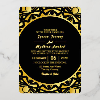 En Aluminium Mariage Golden Luxury Invitation Card Gold Foil