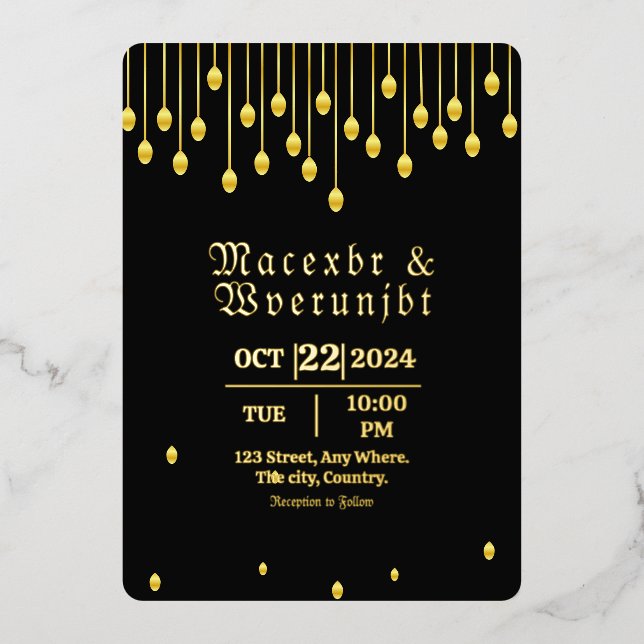 En Aluminium Mariage Luxe Invitation Gold Foil Modèle (Recto)