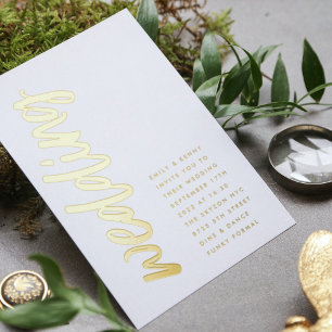 En Aluminium Mariage VRAI OR Foil ultra moderne Invitation
